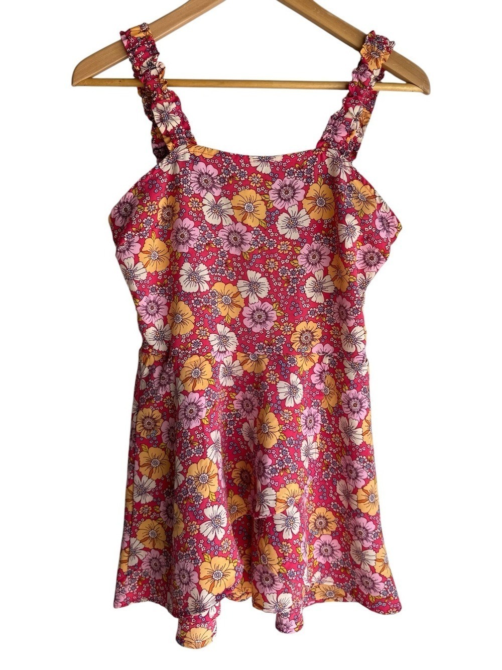 As U Wish Floral Skirted Romper Sz M Multicolour Breezy Shorts Tank Smocked EUC